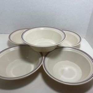 Setof 5 Corning Corelle Abundance Blue Red Striped Soup/Cereal Salad Bowls